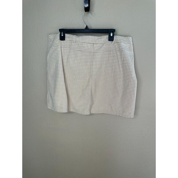 White Stag Womens Tan Skort 18 button zipper cotton mini plaid shorts skirt - Picture 5 of 8